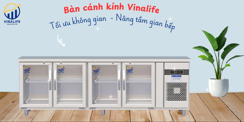 Tủ Bàn Lạnh 4 Cánh Kính